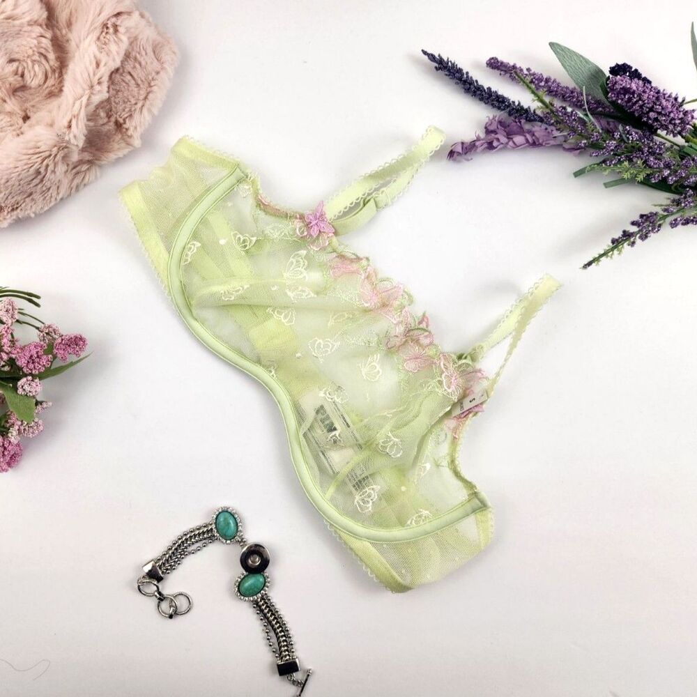 SMALL PINK {Victoria's Secret} Yellow Butterflies Unlined Bra